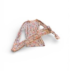 Playful Patterned Kids Pajama Set in Pink and Cream